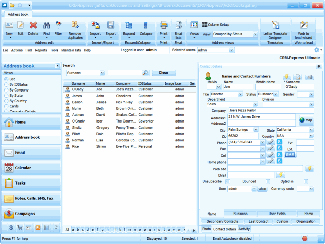 CRM-Express Standard Screenshot